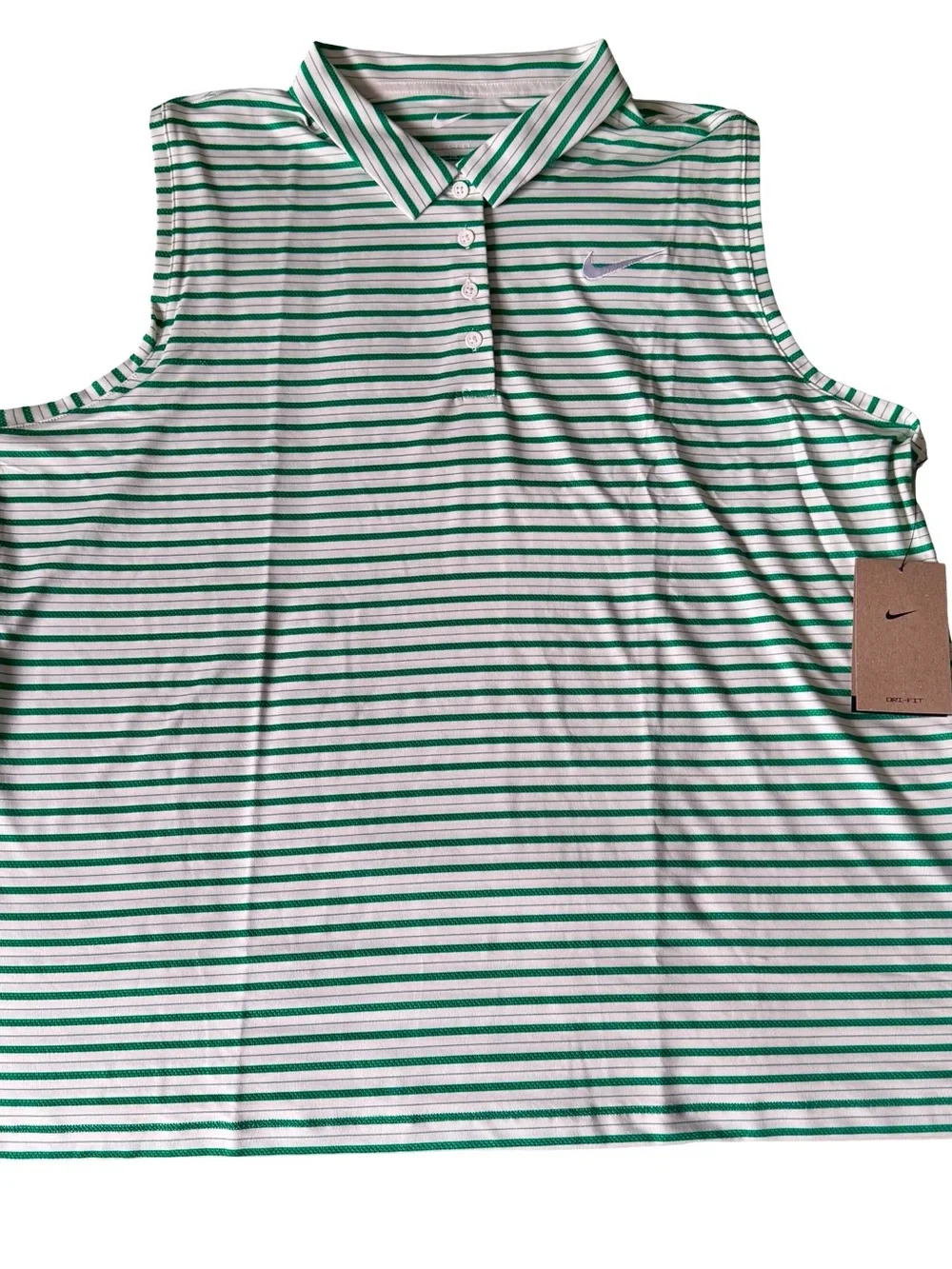 NWT Nike Women's Dri-Fit Victory Sleeveless Green Striped Golf Polo Size XXL